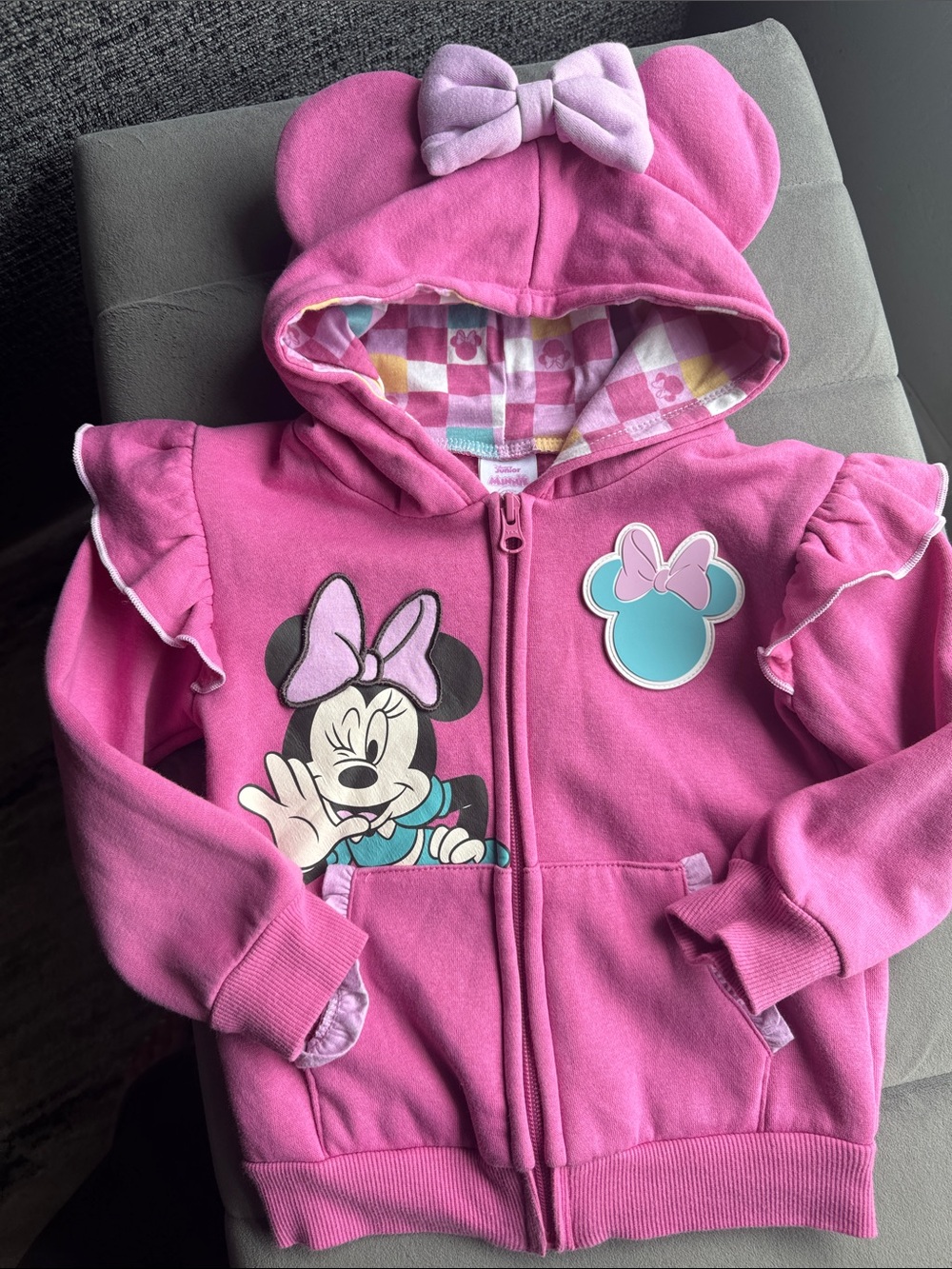 Disney 4T Pink Minnie Mouse Hooded Zip Sweatshirt for Kids